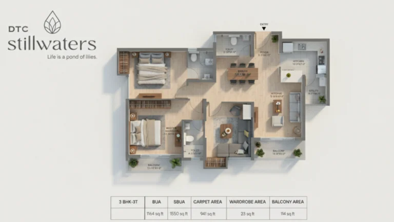 dtc still waters 3bhk 3t floor plan